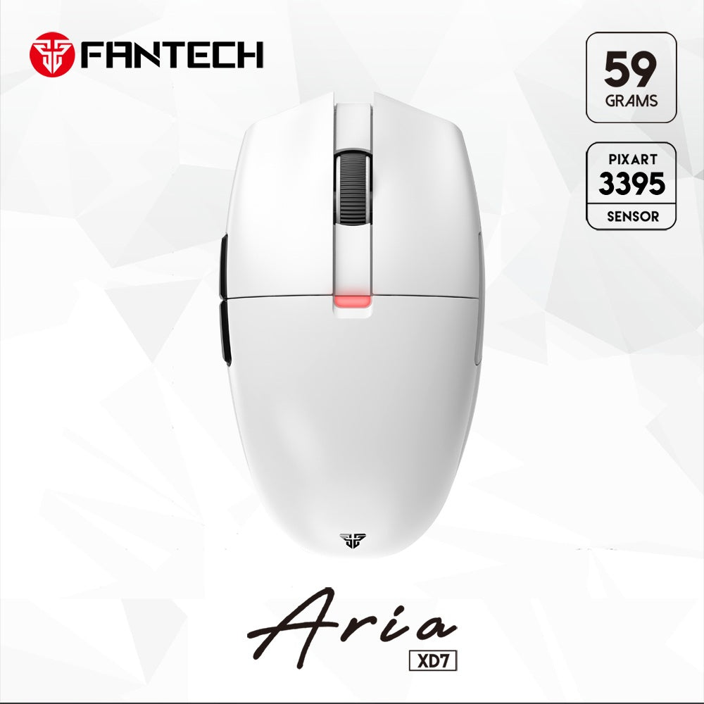 Fantech, Xd7 Aria Go, 3 Mode Connection Wired, Bluettoth & Wireless, 26000Dpi, Ultra Light Weight, Built-In Rechargeable Battery, Pro Gaming Mouse