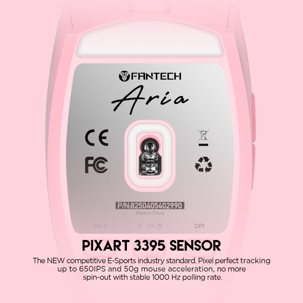 Fantech, Xd7 Aria Go, 3 Mode Connection Wired, Bluettoth & Wireless, 26000Dpi, Ultra Light Weight, Built-In Rechargeable Battery, Pro Gaming Mouse