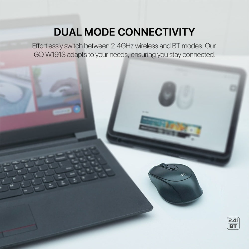Fantech, W191S Go: Dual Mode Bluetooth & Wireless Mouse, Silent Click, Can Connect To 2 Devices Simultaneously