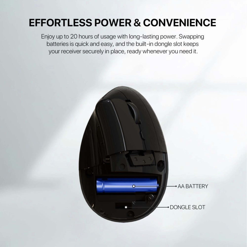Fantech, W195 Go Comfy, Vertical Mouse, Dual Mode Bluetooth & Wireless, Silent Click