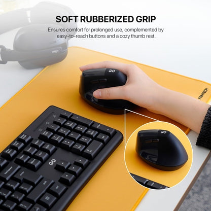 Fantech, W195R Go Comfy, Vertical Mouse, Dual Mode Bluetooth & Wireless, Silent Click, Rechargeable Battery