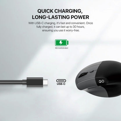 Fantech, W195R Go Comfy, Vertical Mouse, Dual Mode Bluetooth & Wireless, Silent Click, Rechargeable Battery