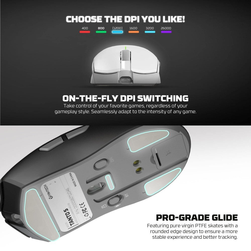 Fantech, Wg13S Tanto S Premium High-Performance Gaming Mouse With 26000 Dpi, 8K Polling Rate, And Tri-Mode Connectivity, Available in Different Colors