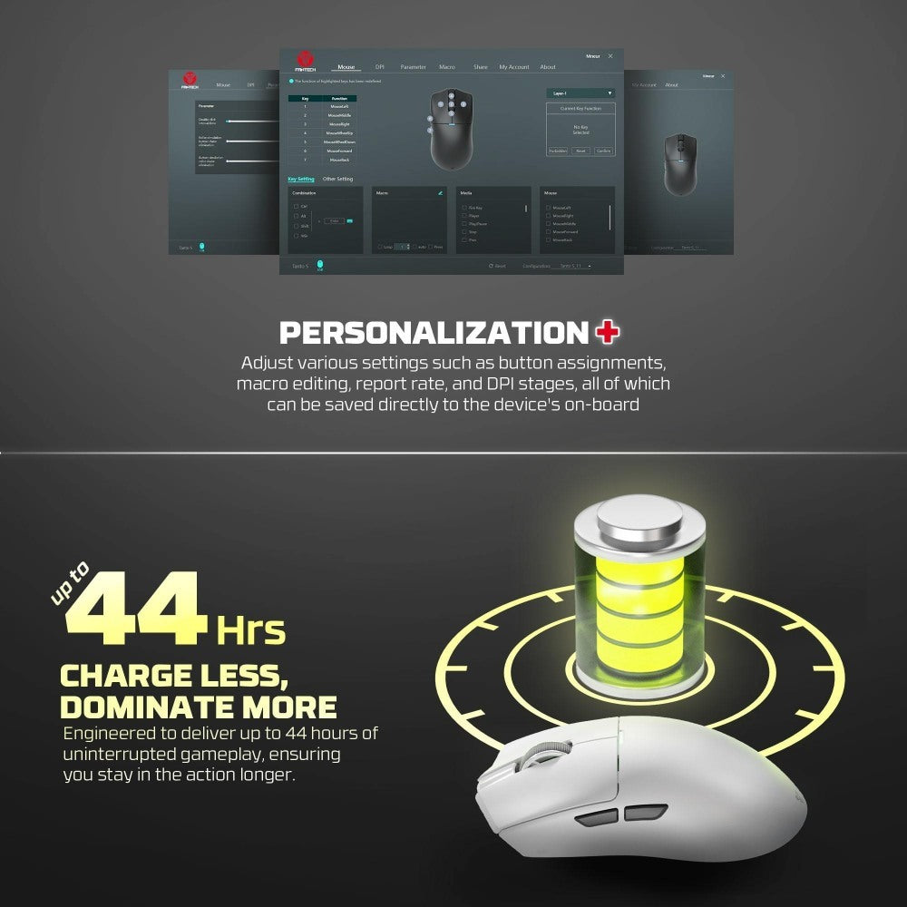 Fantech, Wg13S Tanto S Premium High-Performance Gaming Mouse With 26000 Dpi, 8K Polling Rate, And Tri-Mode Connectivity, Available in Different Colors