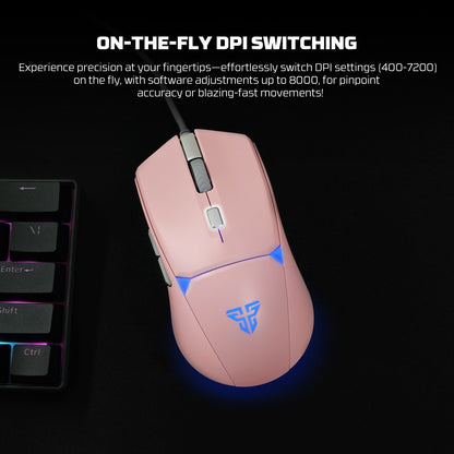 Fantech, Vx7V2 Crypto, Advanced Sensor 8000Dpi, Rgb Lighting, Wired Gaming Mouse (Pink)