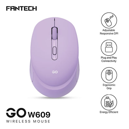 Fantech W609 GO, High-Precision 1600 DPI Wireless Productivity Mouse for Everyday Use
