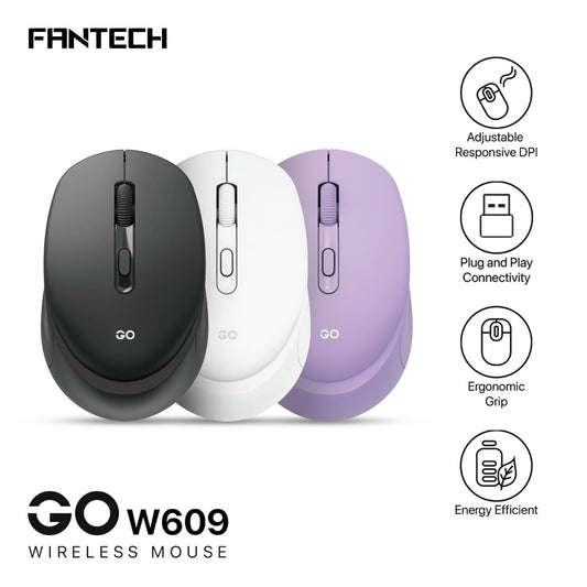 Fantech W609 GO, High-Precision 1600 DPI Wireless Productivity Mouse for Everyday Use