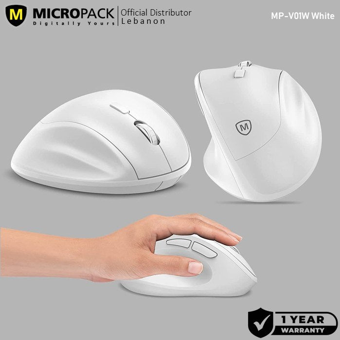 Micropack, MP-V01W Silent, 1600Dpi, Ergonomic Wireless Mouse, Maximum Comfort Reduce palm fatigue when use for long time, Available in Different Colors