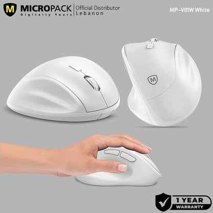 Micropack, MP-V01W Silent, 1600Dpi, Ergonomic Wireless Mouse, Maximum Comfort Reduce palm fatigue when use for long time, Available in Different Colors