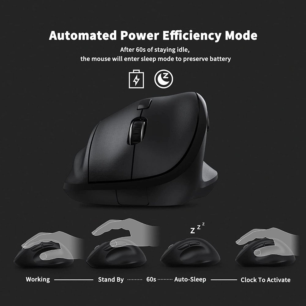 Micropack, MOUSE D85 Ergonomic Wireless  Mouse Silent Switch Black