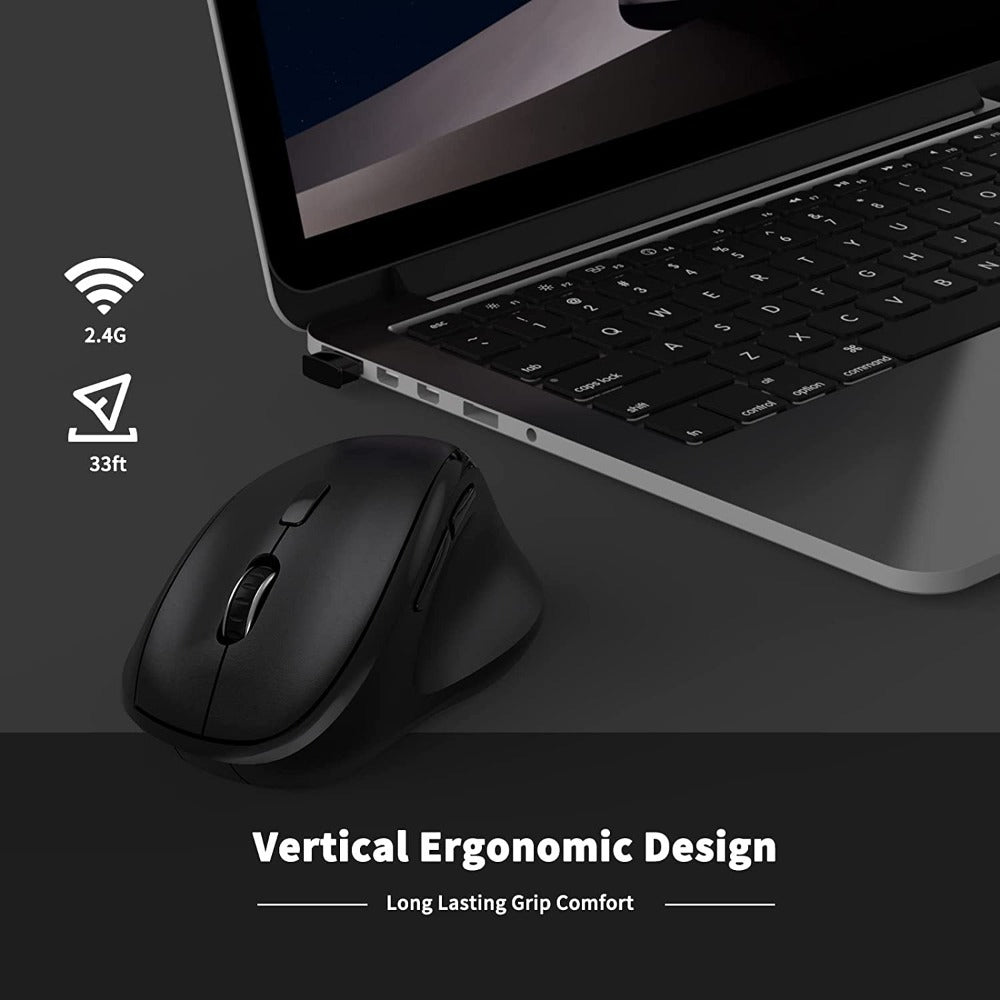 Micropack, MOUSE D85 Ergonomic Wireless  Mouse Silent Switch Black