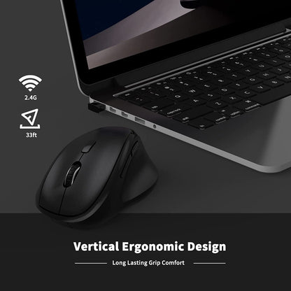 Micropack, MOUSE D85 Ergonomic Wireless  Mouse Silent Switch Black