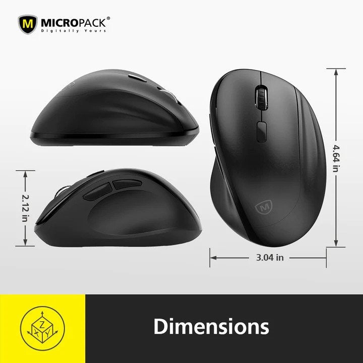 Micropack, MOUSE D85 Ergonomic Wireless  Mouse Silent Switch Black