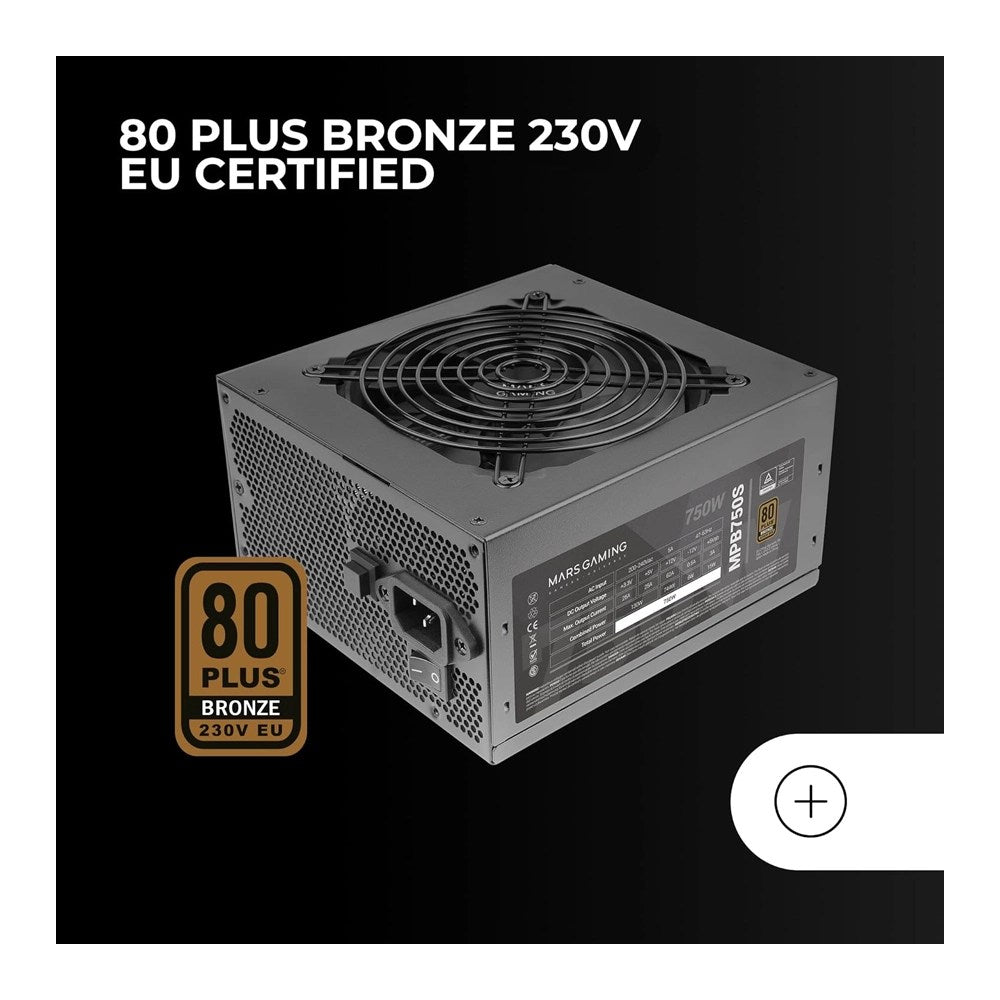 Mars, Gaming Mpb 750S, Argb 750W Atx Psu, 80Plus Bronze 230V +90%, Ai-Rpm Ultra Silent, Smd And Dc-Dc Tech, Argb Mb Control, 6 Years Warranty