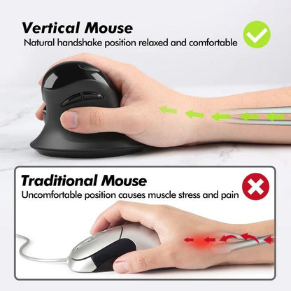 Micropack, Mp-V03W Usb-C Usb-A Dual Receiver Ergonomic Vertical Wireless Mouse (Black)