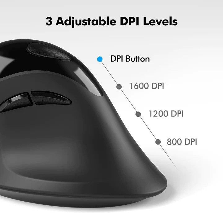 Micropack, Mp-V03W Usb-C Usb-A Dual Receiver Ergonomic Vertical Wireless Mouse (Black)