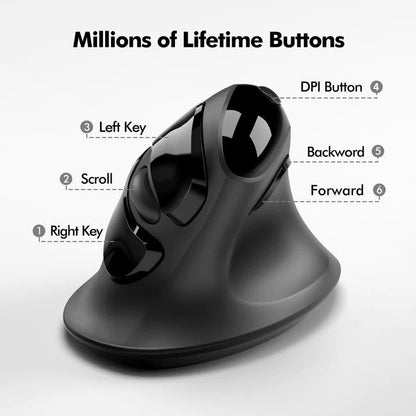 Micropack, Mp-V03W Usb-C Usb-A Dual Receiver Ergonomic Vertical Wireless Mouse (Black)