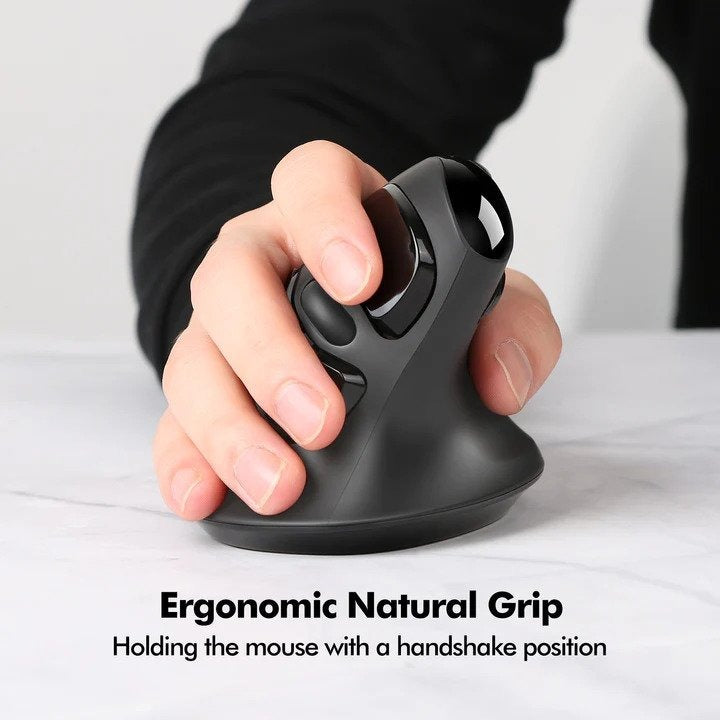 Micropack, Mp-V03W Usb-C Usb-A Dual Receiver Ergonomic Vertical Wireless Mouse (Black)