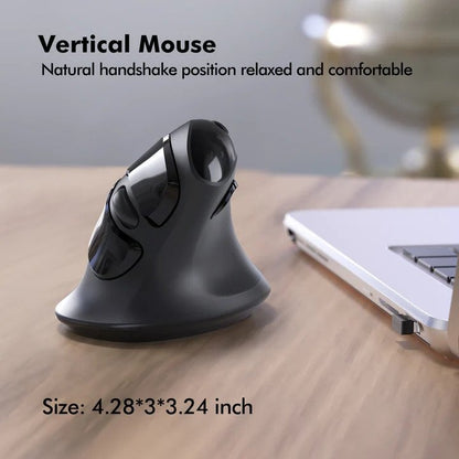 Micropack, Mp-V03W Usb-C Usb-A Dual Receiver Ergonomic Vertical Wireless Mouse (Black)