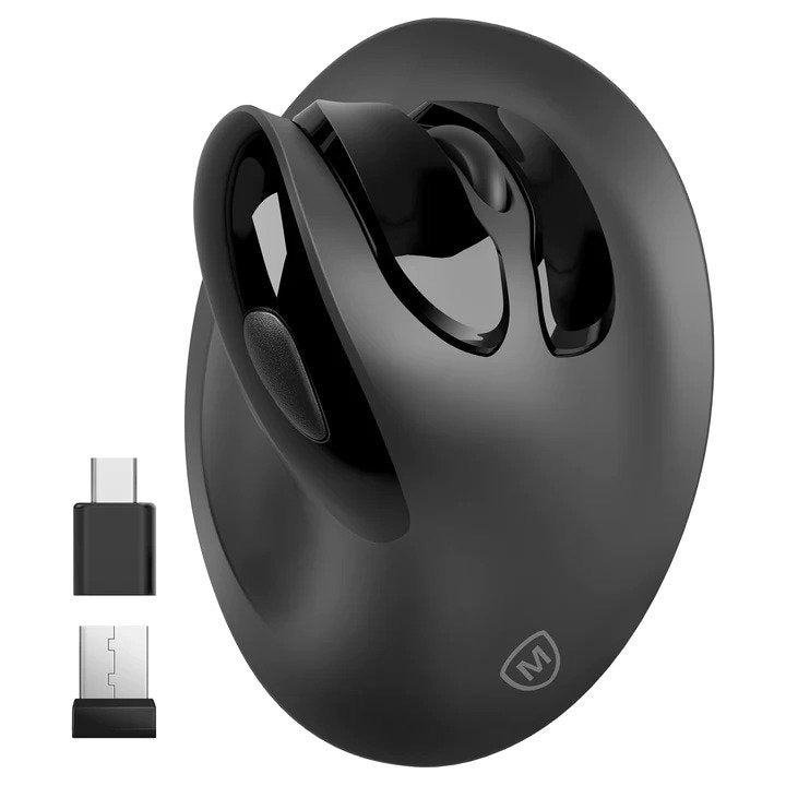 Micropack, Mp-V03W Usb-C Usb-A Dual Receiver Ergonomic Vertical Wireless Mouse (Black)