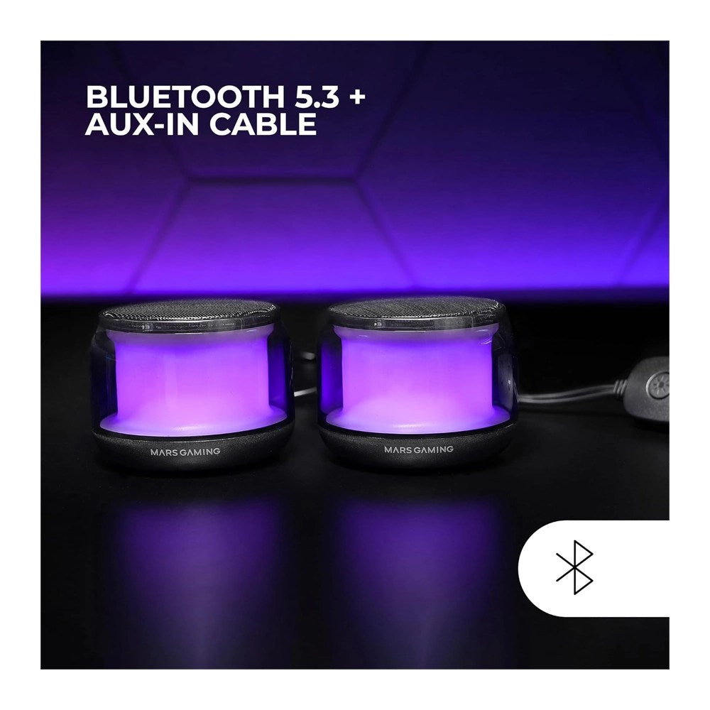Mars, Gaming Ms-Aura, Bluetooth 5.3 Rgb 360? Mini Speaker, 15W Custom Dsp Chipset, Control Box, Available in Different Colors