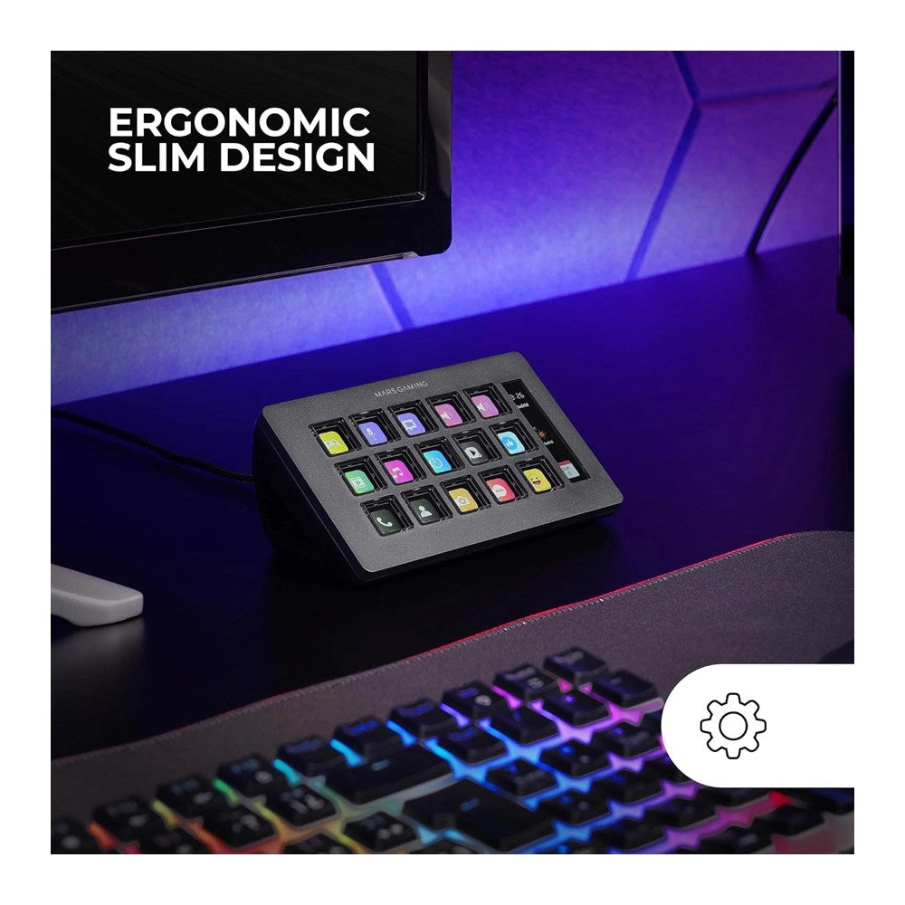 Mars, Gaming Msd-One, Slim Control Deck, 15 Customizable Lcd Keys, Software Control With Plugins, Extended Lcd Screen, Available in Different Colors