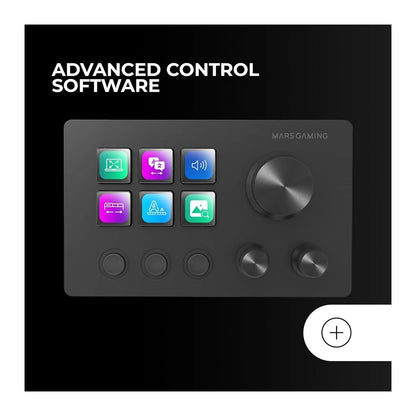 Mars, Gaming Msd-Two, Compact Control Deck, 6 Customizable Lcd Keys, Software Control With Plugins, Extended Lcd Screen, With 3 Customizable Dedicated Buttons Allows Seamless Scene Transitions With A Single Click And 3 Multifunctional Wheels Black, Availa