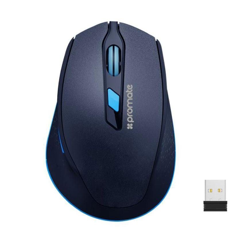 Promate, Ergonomically Designed Wirless Mouse- Blue, Available In Different Colors
