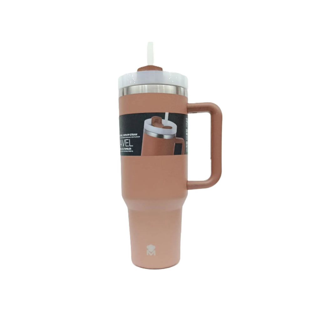 Masterpro Double Wall Tumbler Stainless Steel 1.2L With PP Straw & Silicone Rin-Brown, MSTR-MP6802BR