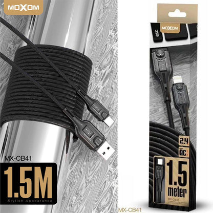 Moxom, 1.5 Meter 2.4A Fast Charging Data Cable, Available in Different Compatible Devices