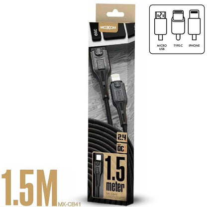 Moxom, 1.5 Meter 2.4A Fast Charging Data Cable, Available in Different Compatible Devices