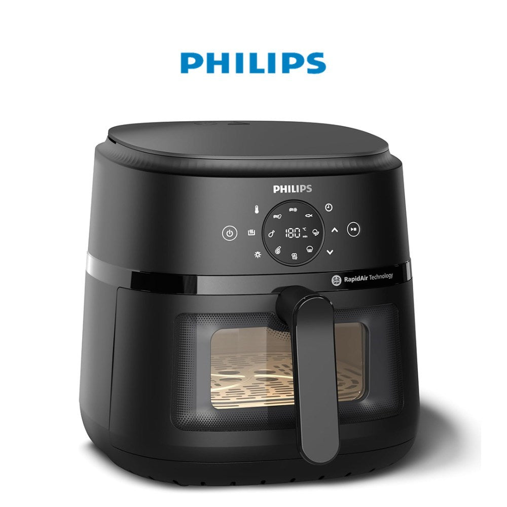 Philips, Airfryer L 2000 Series - 6.2L, 1700W, Rapid Air Technology, Digital Touch Screen, See-Through Cooking Window, Preset Cooking Functions, Black - Na230/00
