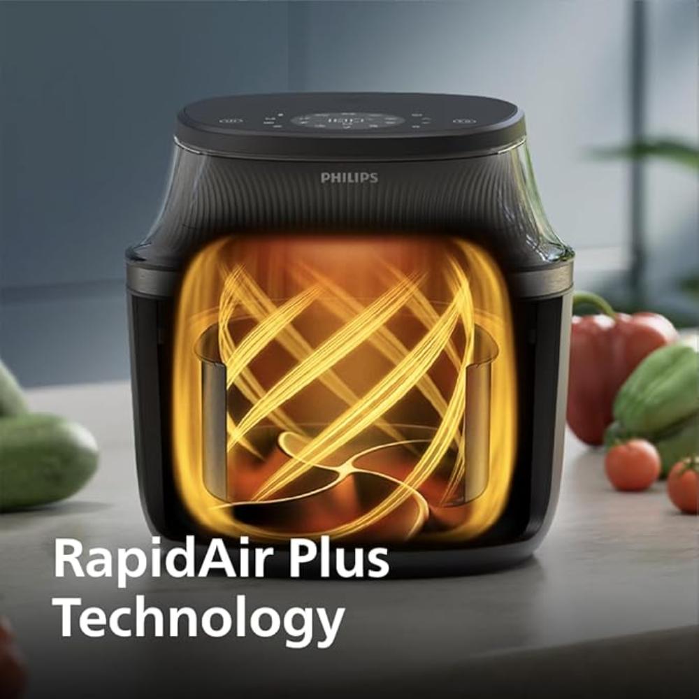 Philips, Airfryer 3000 Series 7.2L, Cooking Window, 16-in-1 Airfryer, RapidAir Plus Technology, Fat Removal, HomeID Recipe App, Easy to Clean, NA342