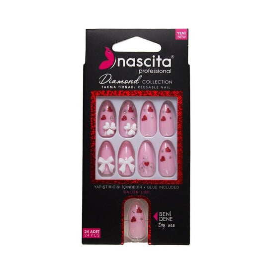 Nascita Diamond False Nails With Glue 262 - Pack of 24