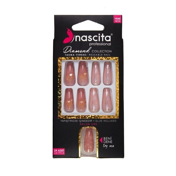 Nascita Diamond False Nails With Glue 271 - Pack of 24