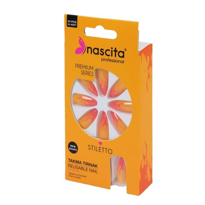 Nascita Stiletto Designed Nails With Glue 185 - Pack of 24