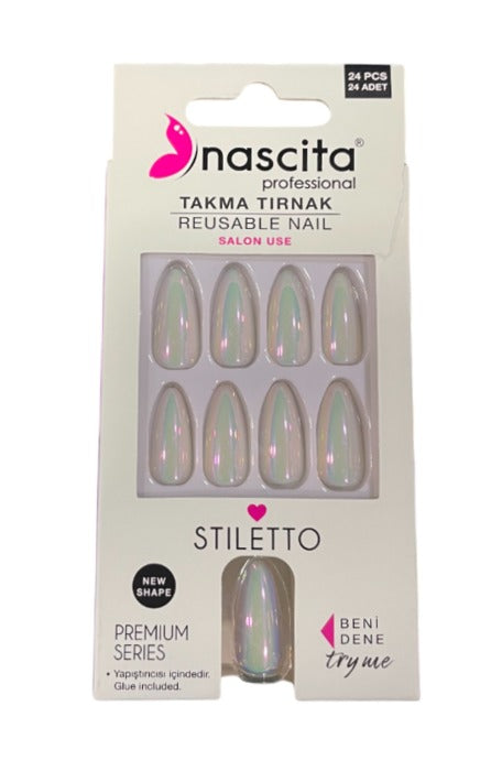 Nascita Stiletto Designed Nails With Glue 197 - Pack of 24