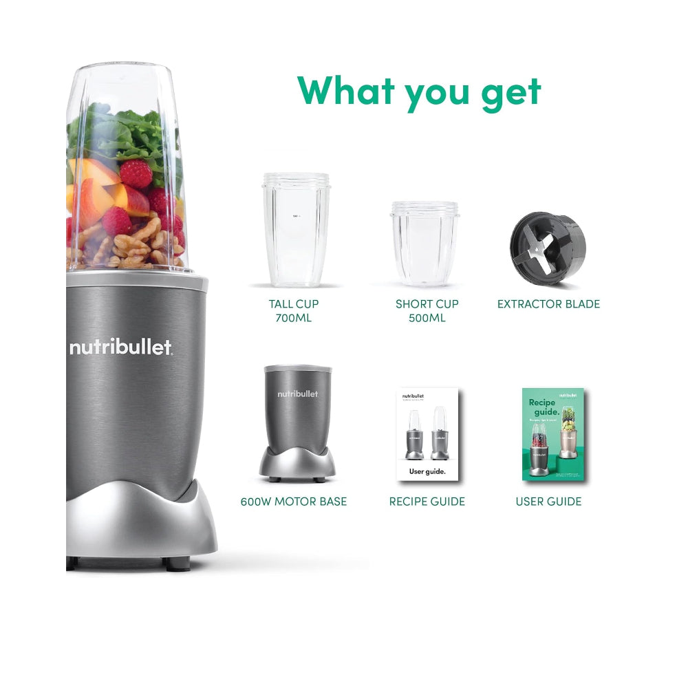 Nutribullet Multi-Function High-Speed Blender, 600W, 6Pcs, (Grey), NBR-0612