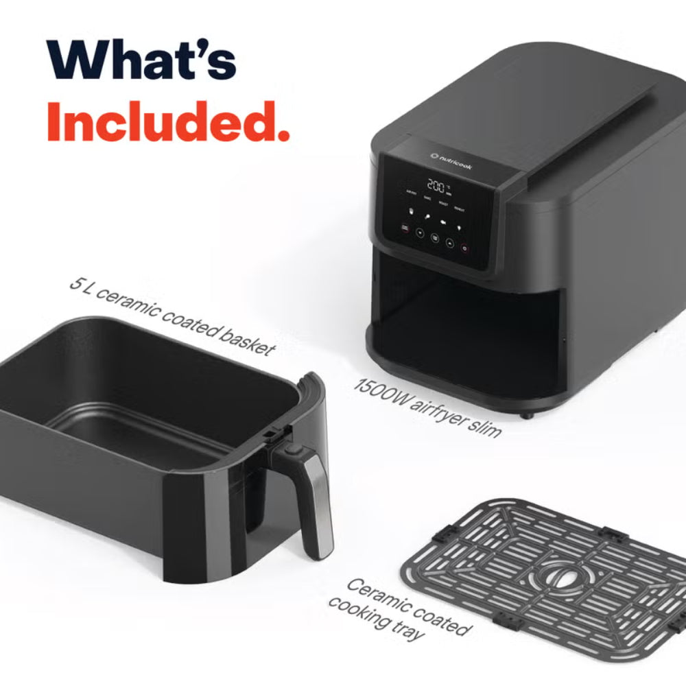 Nutricook Air Fryer Slim 5L, 7 One-Touch Cooking Programs 1500W, NC-AFS100