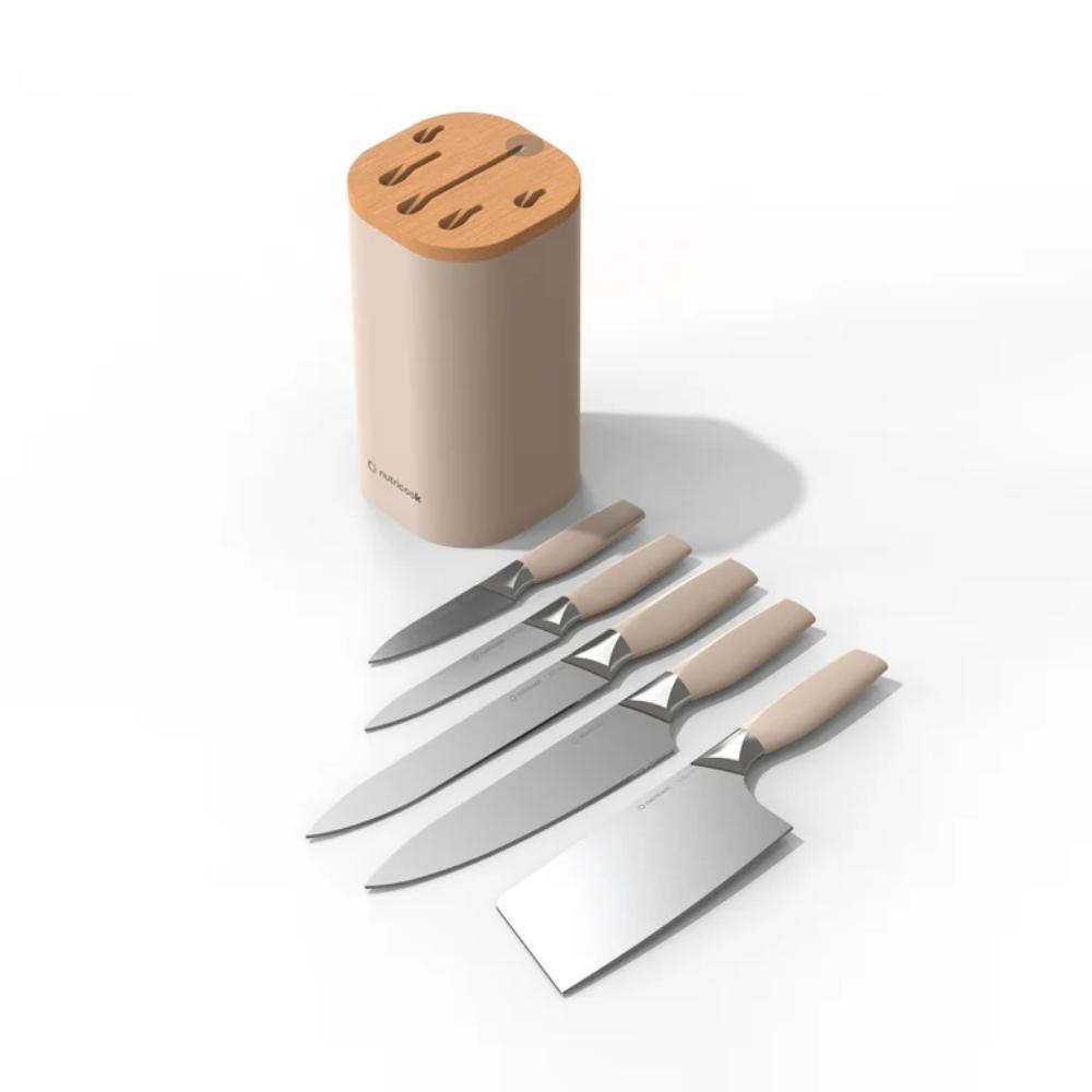 Nutricook Everyday 6-Piece Knife Set, Precision Stainless Steel Blades - Beige,  NC-KB150BG