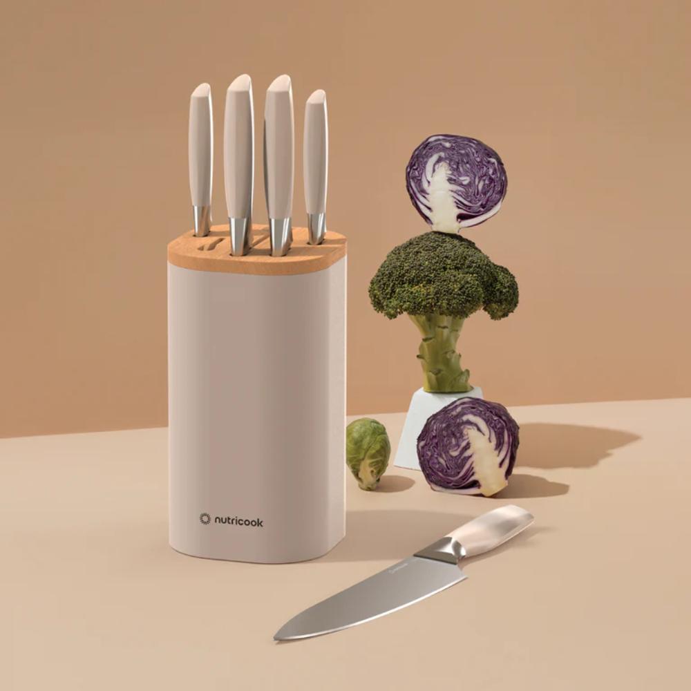 Nutricook Everyday 6-Piece Knife Set, Precision Stainless Steel Blades - Beige,  NC-KB150BG
