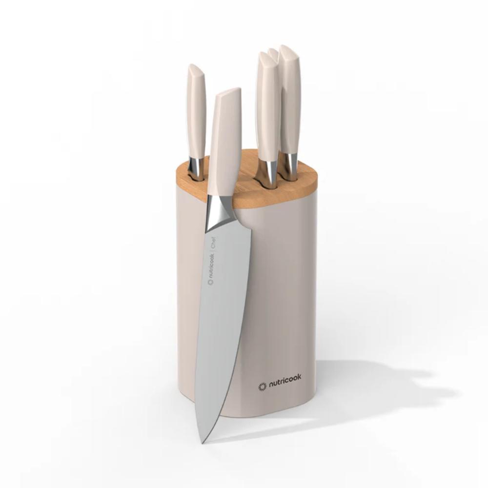 Nutricook Everyday 6-Piece Knife Set, Precision Stainless Steel Blades - Beige,  NC-KB150BG