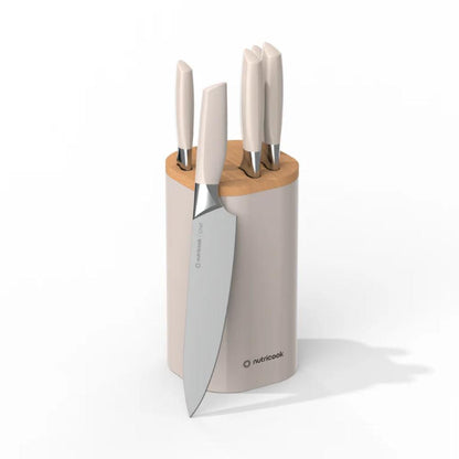 Nutricook Everyday 6-Piece Knife Set, Precision Stainless Steel Blades - Beige,  NC-KB150BG