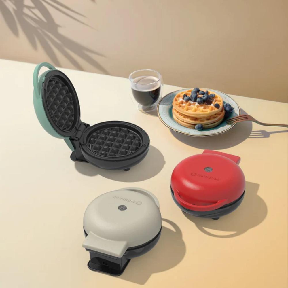 Nutricook Mini Waffle Maker 350-400W, Healthy Ceramic Coating, Quick Heat - Aqua Marine, NC-WM100AM