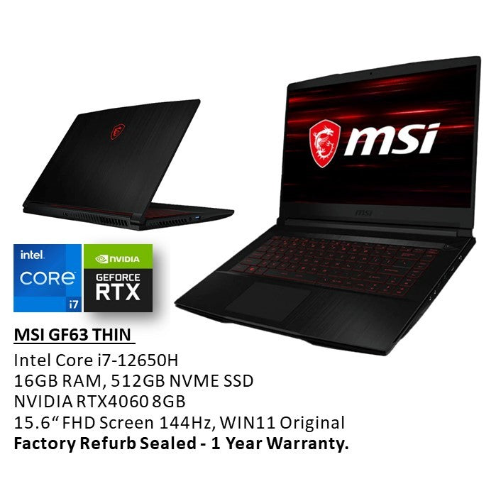Msi, Gf63 Thin Gaming Laptop 9S7-16R821-436