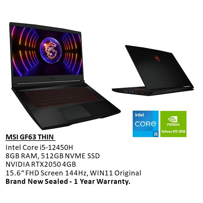 Msi, Gf63 Thin Gaming Laptop 12Ucx-814Us