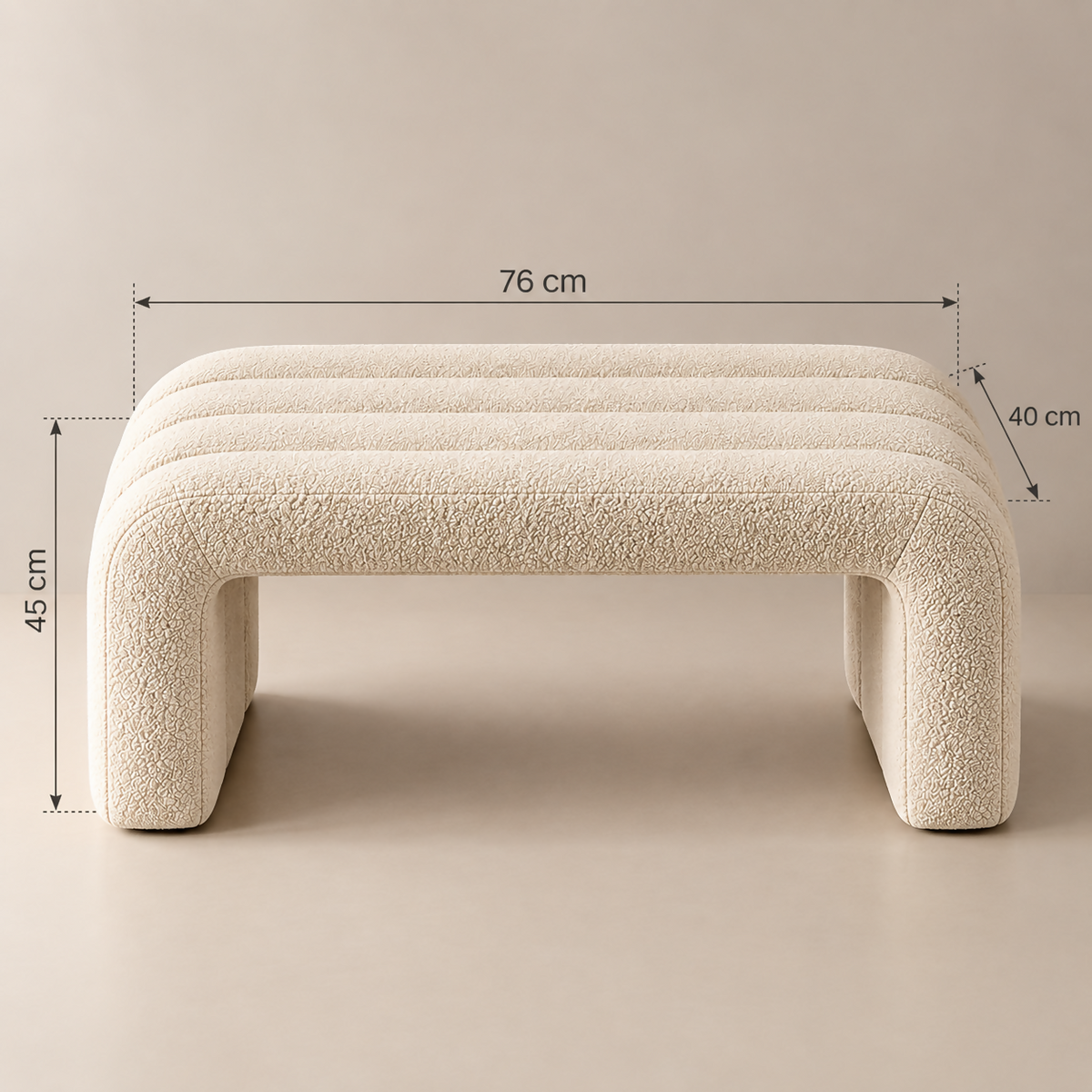 Cream Bouclé Sculptural Bench | BNCH764045W
