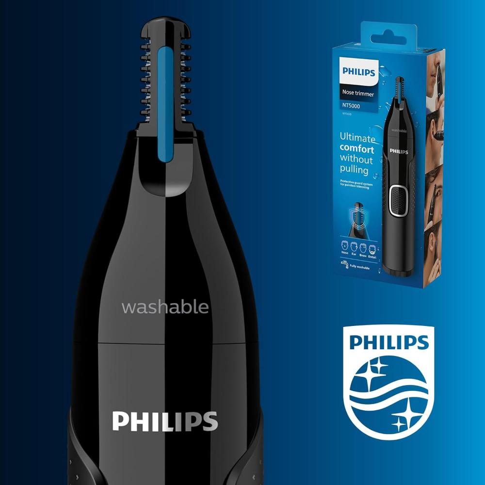 Philips, Series 5000 Battery-Operated Nose, Ear and Eyebrow Trimmer, Black, NT5650