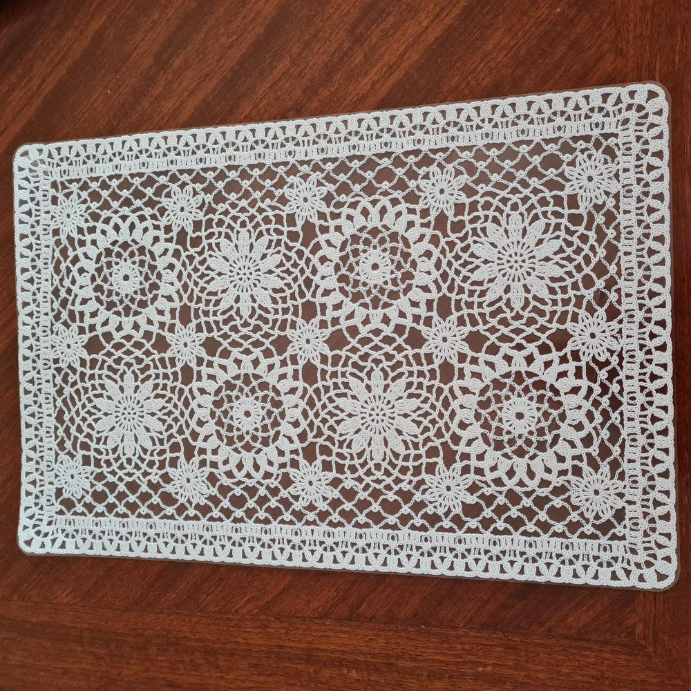 Zenit, 6 Pieces Vinyl 30X45Cm White Crochet Like Table Mat Bottom Sealed Made In Taiwan