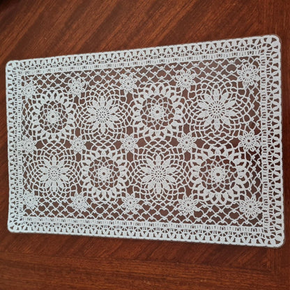 Zenit, 6 Pieces Vinyl 30X45Cm White Crochet Like Table Mat Bottom Sealed Made In Taiwan